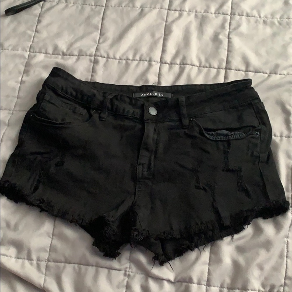 Black ripped jeans shorts